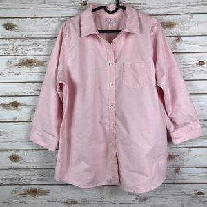 L.L.Bean pink 3/4 sleeve button down shirt
